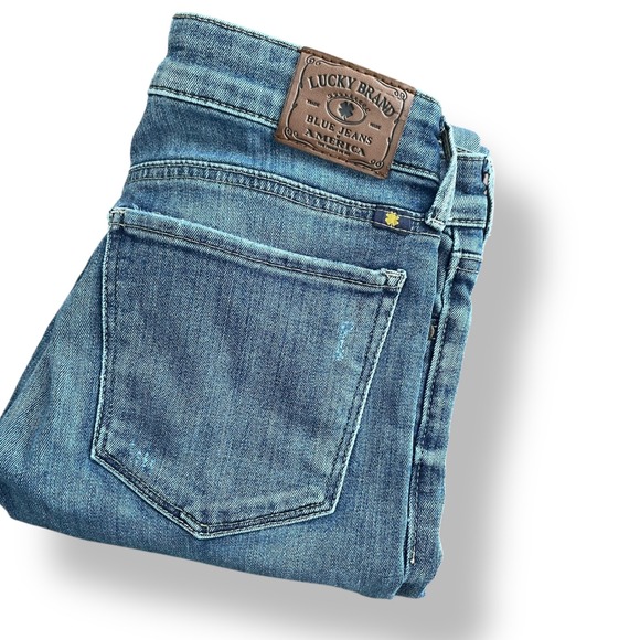 Lucky Brand Ava Skinny Jeans Women's Size 2/26R Denim Blue Distressed Wash - Picture 1 of 9
